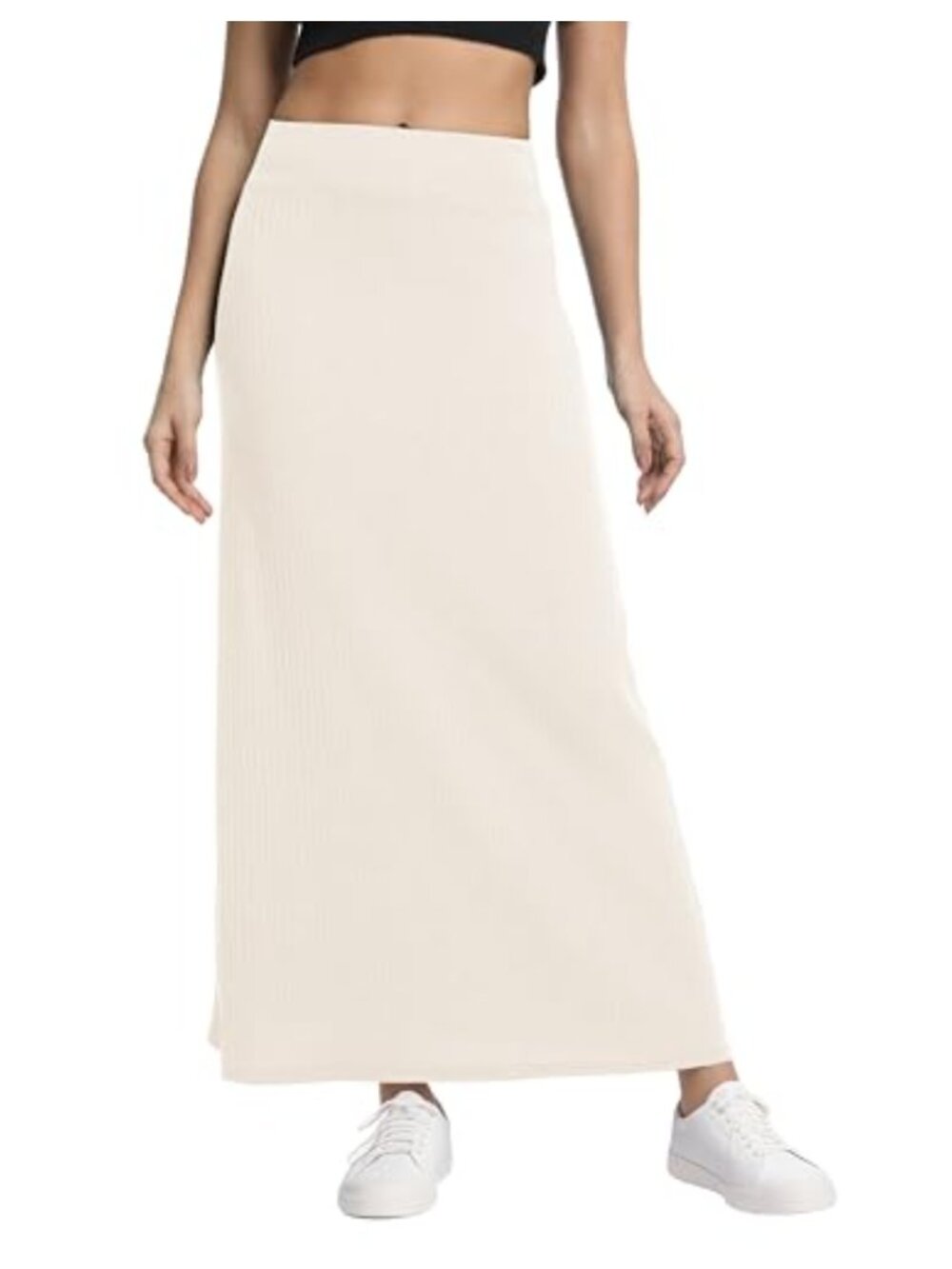 Urban CoCo Women's High Waist A-Line Maxi Skirt Comfy Ribbed Knit Long Skirt